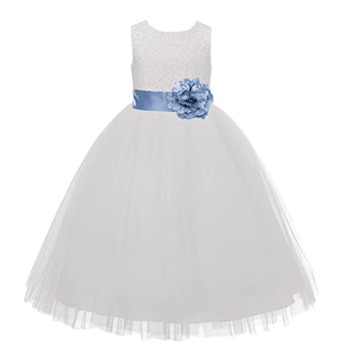 Ivory Floral Lace Heart Cutout Toddler Flower Girl Dress Baptism Dresses 172T2