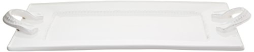American Atelier Bianca Dash Rectangle Platter with Handles, White by American Atelier - Used condition - US$18.14