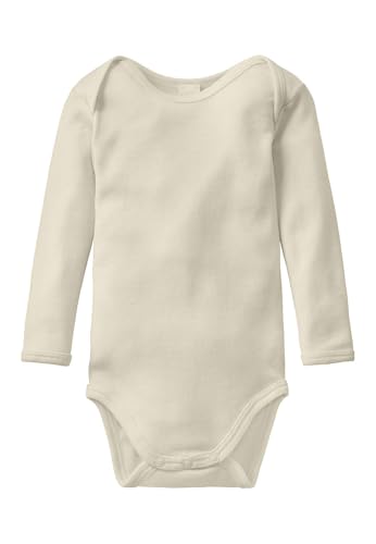hessnatur Baby Mädchen und Jungen Unisex Langarm-Body aus Bio-Merinowolle mit Seide Natur 62/68
