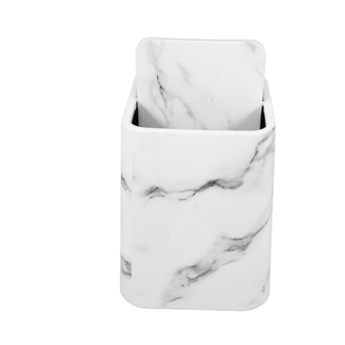 Caneca de basura rectangular blanca con diseño mármol