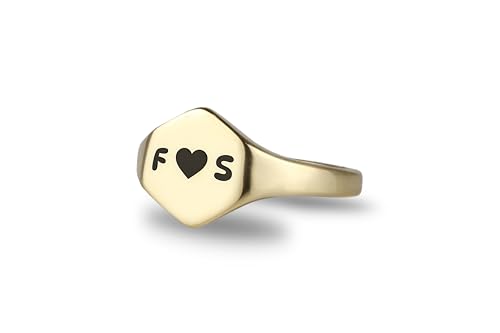 Bague de couple gravée initiale hexagonale personnalisée bague amour
