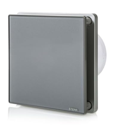 STERR Grauer Badlüfter 100 mm mit HYGROSTAT - Badezimmerventilator - Glasfront - Modernes Aussehen - BFS100H-G - 10 W