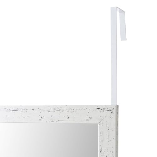 Miniatura 5 de Lolahome - Espejo Blanco Decapé Largo Rectangular Para Colgar En Puerta O Pared De Cuerpo Entero De 125x35 Cm, Incluye 2 Ganchos Fáciles De Quitar Para Colgar En Puertas