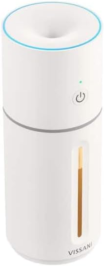 Portable Cool Mist Humidifier, Rechargeable, with LED Light, up to 10 Hours Runtime, White