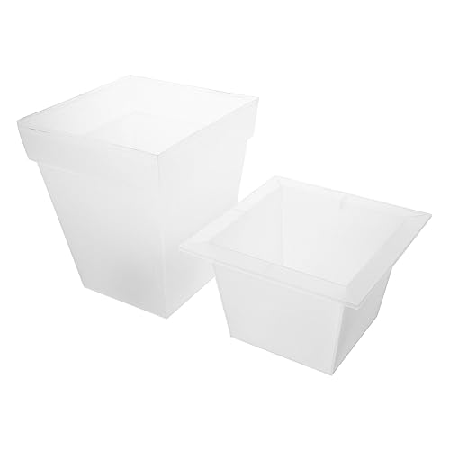 INOOMP Pot De Fleurs à Énergie Solaire Lumineux Carré Blanc Étanche En Plastique Pour Jardin Extérieur Terrasse Décoration Ambiance Jardin Pour Soirée D'été