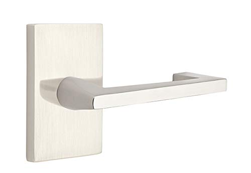 EmtekModern Rectangular Rosette Privacy Set with Matching Finish Argos Lever - Choice of Left/Right Handing and 7 Finishes - 5212AGRHUS15 - Right Handed (RH) - Satin Nickel (US15)