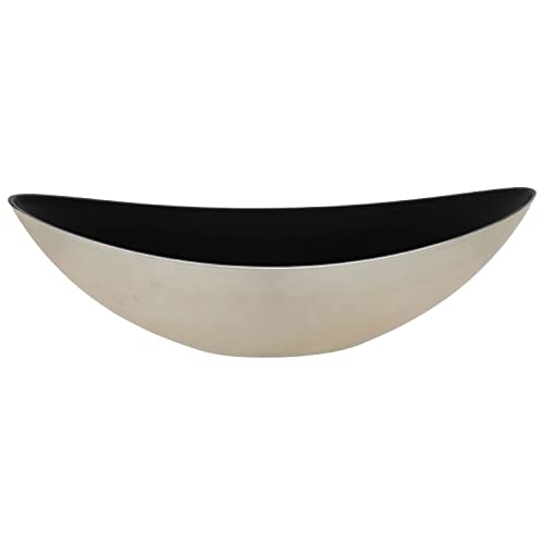 Cepewa Dekoschale │ 39x13x12cm Kunststoff Champagner schwarz │ Pflanzschale in Bootsform (1 x oval Champagner schwarz 39x13x12cm)