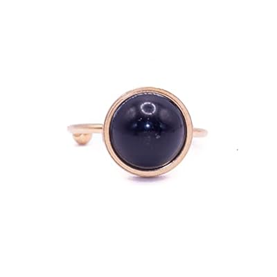 ZARZAMORA Anillo Mujer Acero Inoxidable Dorado y Piedra Natural - Ajustable con Piedra Protectora Energetica Curativa de Protección Anillos con Gema Semipreciosa (Obsidiana) | Ya disponible en tu tienda friki favorita! En mundofriki.es!