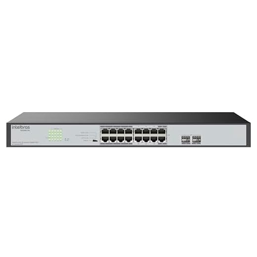 Switch Não Gerenciável 18 Portas-16POE E 2SFP S1018G-PA Preto Intelbras