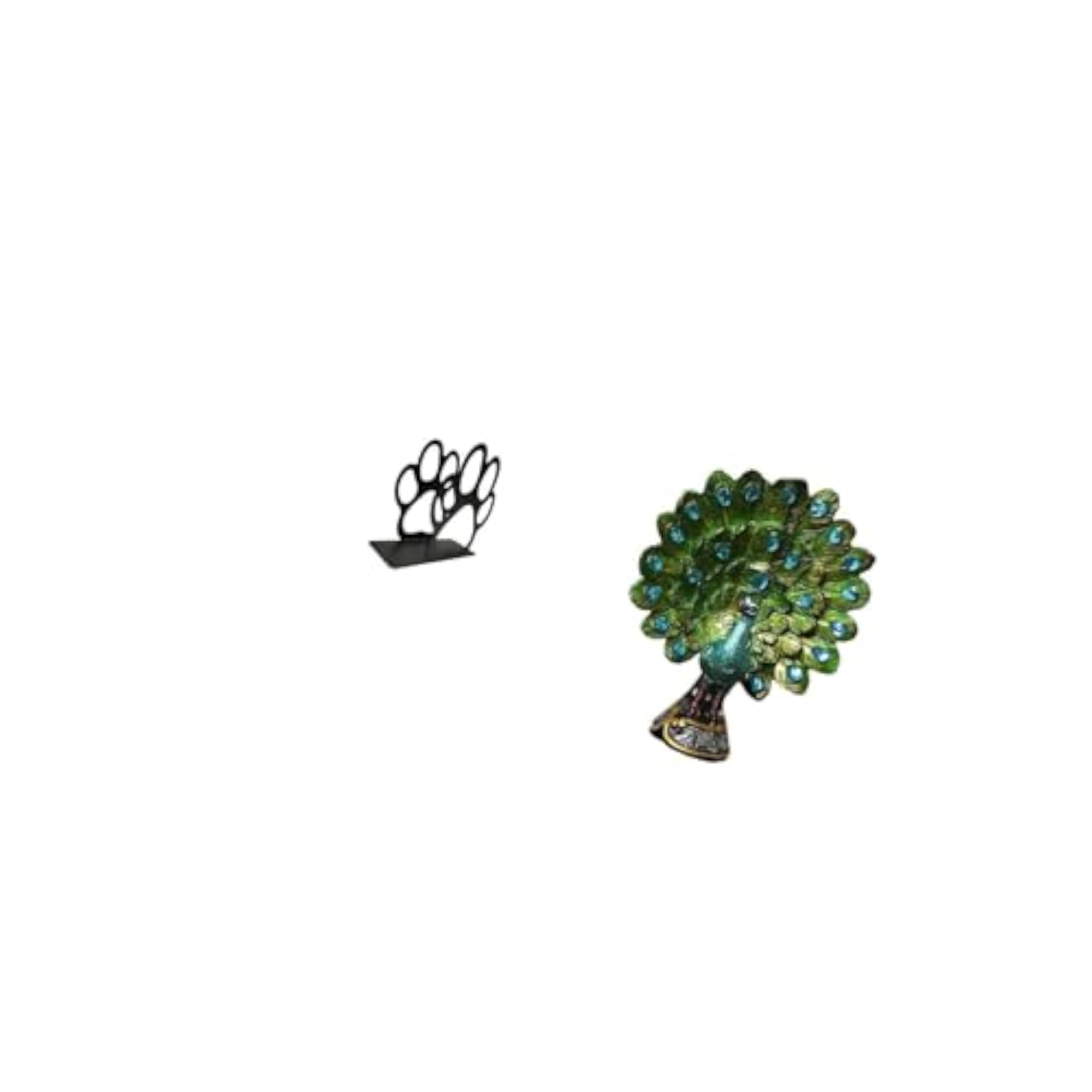 Elegant Dog Paw Peacock Napkin Holder Sculpture