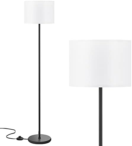 LED Floor Lamp Simple Design, Modern Floor Lamp with Shade, Tall Lamps for Living Room Bedroom Office Dining Room Kitchen, Black Pole Lamp with Foot Switch(Without Bulb)