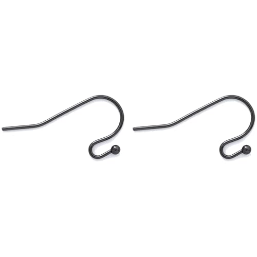 100 Pairs Earwires Ball Dot French Earring Hooks/Dangle Earring Connector/Findings for Jewelry Making & DIY Desigh (EH-1006) (A-Gun Black, 100 Pairs)