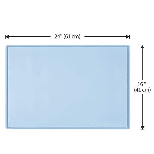 EIOKIT Dog Food Mat,Silicone Waterproof Food Tray,Non Slip Pet Bowl Mats Placemat,0.6" Raised Edge,Suitable for Most Small and Medium Sized Pets,24" x 16"