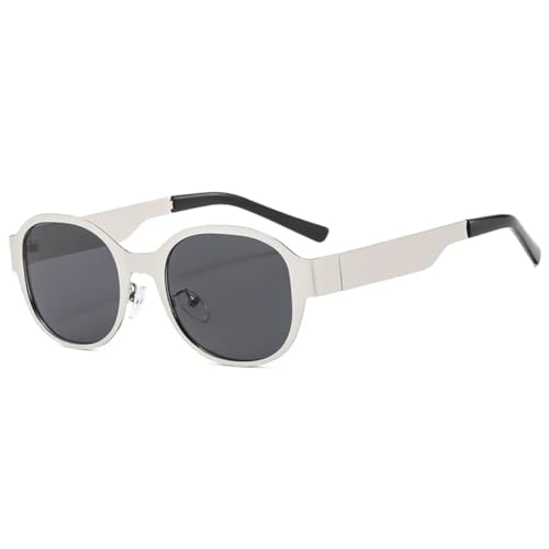Lunettes de soleil ovales steampunk gris argenté UV400