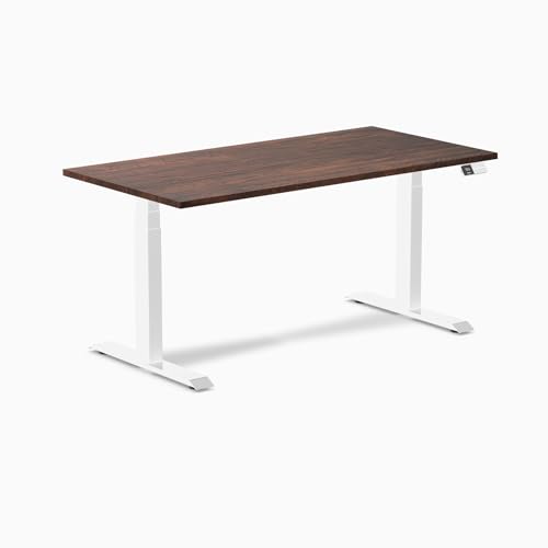 Image of Desky Electric Standing Desk, 60 x 30 inch Softwood Height Adjustable Sit Stand Desk, Dual Motor, Memory Presets, Ergonomic Workstation for Home Office - American Rustic Pine Wood Top