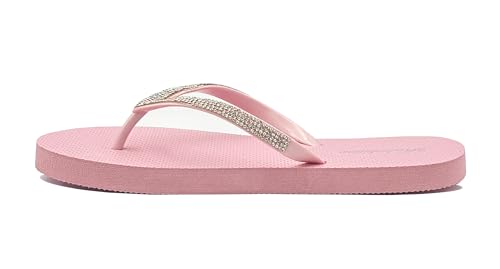 Image of REDVOLUTION Women's Rhinestone Sandals Soft Platform Footbed Midsole Fashion Flip Flop