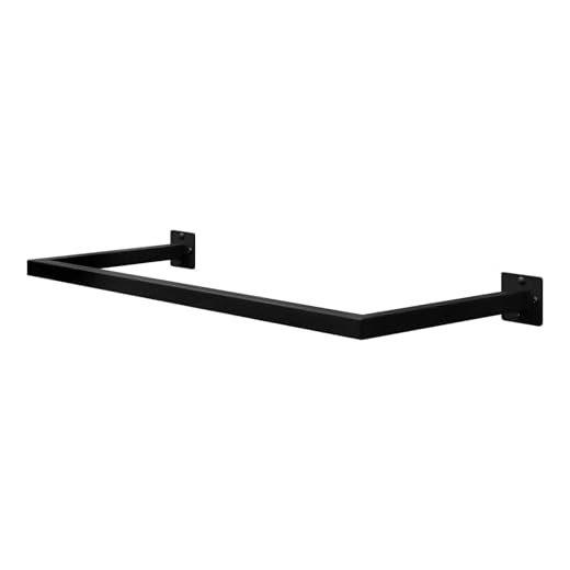 eSituro Kleiderstange Wand Rechteck, Garderobenstange Wandmontage, aus Industrierohr, platzsparend, für Flur Küche Wohnzimmer Badezimmer, 50 kg belastbar, 94x6,5x30 cm, Schwarz