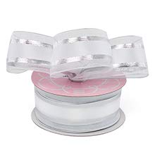 1 1/2 X 25 Yards White/Silver Emperor Met STN Mid Ribbon