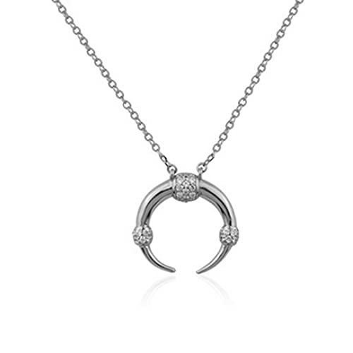 Collier croissant de lune 925 en argent et cristal étincelant pour femme