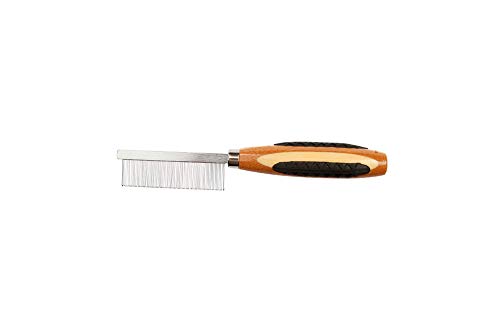 Bass Brushes | Style & Detangle Pet Comb | 100% Premium Alloy Pin | Fine Tooth | Pure Bamboo Handle | Striped Finish | Model A16-SB