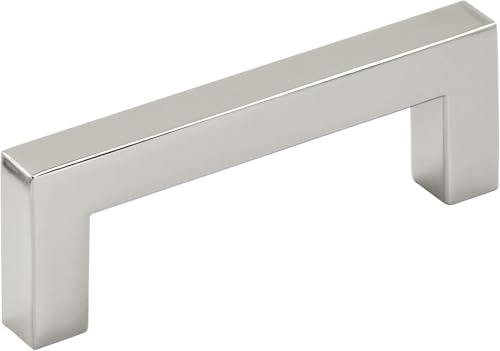Image of Amerock | Cabinet Pull | Polished Nickel | 3 inch (76 mm) Center to Center | Monument | 1 Pack | Drawer Pull | Drawer Handle | Cabinet Hardware