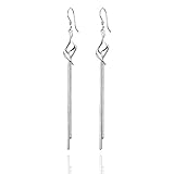 925 Sterling Silver Earrings for Women Linear Swirl WireTassel Earrings,Long Dangle Drop Earrings for Women Teen Girls