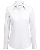 Siliteelon - Camisa de vestir con botones para mujer: manga larga sin arrugas, ajuste clásico, cuello liso, formal para...