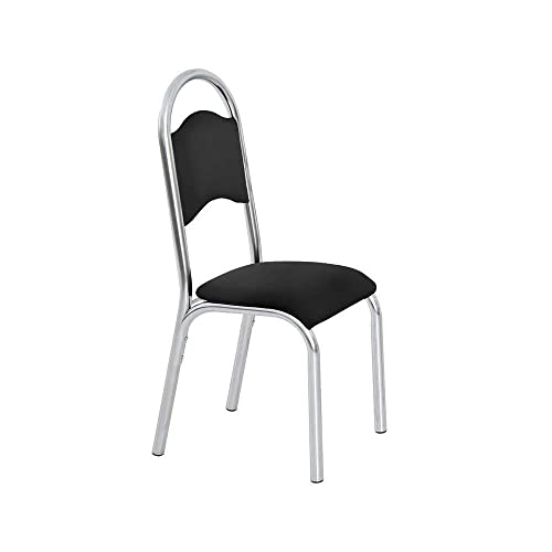 Conjunto de Mesa Tampo em Vidro com 4 Cadeiras Cris Ciplafe Preto/cromado