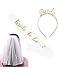 YULIPS Bride To Be Sash & Headband Tiara & Shoulder Length Veil Set–Accessories for Bachelorette Party Bridal Shower Hen Party
