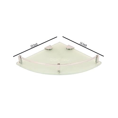 Image of TAPSA Glass Square Corner Bathroom Shelf with Wall Brackets, Pack of 3, Size 10x10 inch