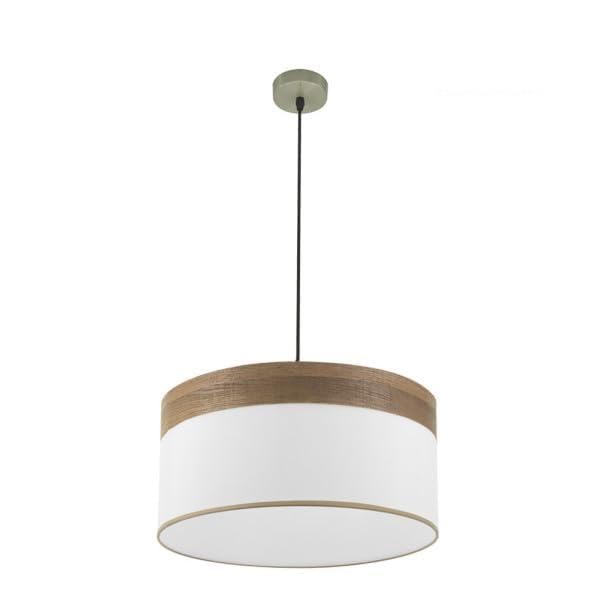 Colgante 2xE27 cuero y madera oscura 50x50 cm para techo