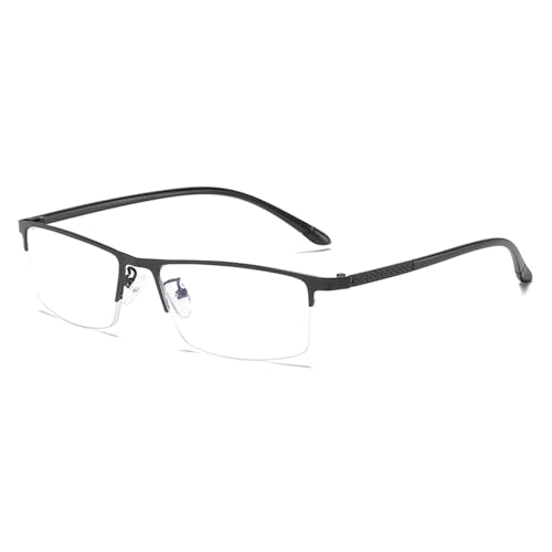 Image of Anti Blue Light Glasses Metal Frames Rectangle Semi-Rimless Computer Gaming Eye-glasses Clear Lens