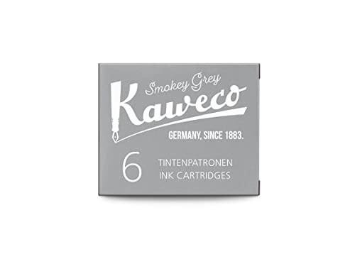 Image of Kaweco Fountain Pen Ink Cartridges Smokey Grey of 6 | Premium Ink with Short Standard Cartridges in Grey | Vegan Cruelty Free Water Soluble Calligraphy Lettering Writing