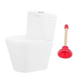 LUOZZY 2 Pcs Miniature Dollhouse Mini Toilet with Plunger for Realistic Bathroom Model Decorations