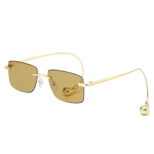 Lunettes de soleil sans monture rectangulaires vintage couleur thé