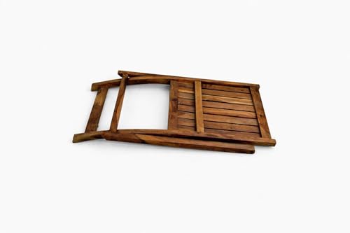 Image of Solid Sheesham Wood Folding Chair | Portable Wooden Chair for Balcony, Dining, Patio & Home Seating (Honey Finish)