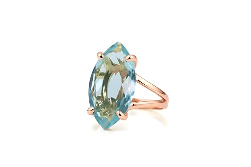 Bague topaze bleue marquise en or rose pour vos soirées de gala