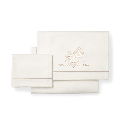 Ensemble de draps de lits de bébé Mon Petit beige pour chambre cocooning