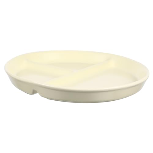 FUNOMOCYA Plato De Porcelana China Redondo 25 Cm 3 Compartimentos Cerámico Esmaltado Para Desayuno y Bistec Hogar y Restaurante Pack Único