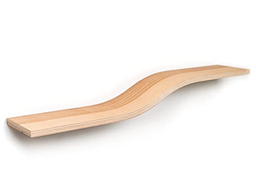 Ewart Woods Wooden Floating Wall Mount Shelf, 48 Inch Wide, Unique Design Hanging Bookshelves Made Of Natural Ash Wood, Curved Design Shelves For Living Room, Office #TOP3