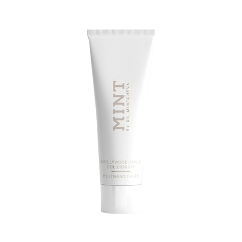 MINT Hollywood Smile Polierpaste mit Whitening-Effekt (75ml) - Professionelle Zahnreinigung für zu Hause - Effektive Tiefenreinigung - Fluoridfrei - Mikroplastikfrei - Vegan - By Dr. Mintcheva