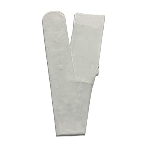 Girls Tights With All Over Floral Design. Sheer Pantyhose with Reinforced Toes and Top