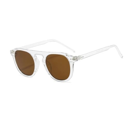 Lunettes de soleil rondes rétro en gelée avec rivets protection UV400
