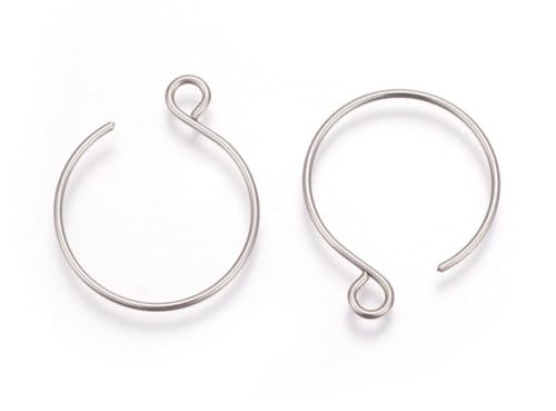 50pcs Adabele 316 Grade Surgical Stainless Steel Hypoallergenic 20mm Round Hoop Earring Hooks Ear Wire (Wire 0.8mm/20 Gauge) for DIY Earrings Jewelry Making SEF8-2