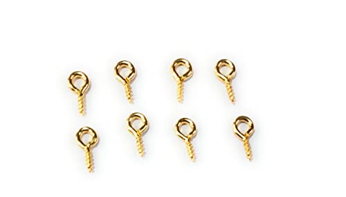 Image of 100 Pieces Small Screw Eyes Pin Hook T pin for Resin Jewellery, Bookmark and Other Handmade Jewellery (Golden)