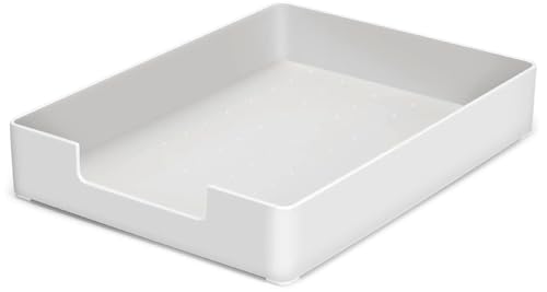 RHONZHAO Letter-Size Tray, Desk Drawer Organizer, A4 Plastic Paper Tray, Plastic Paper Holder File Organizer for Office, School, Home Storage (Off-White)