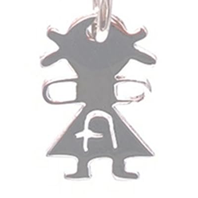ibamboli - Collana in Corda Verde e Ciondolo a Forma di Bimba in Argento Personalizzabile con Iniziale