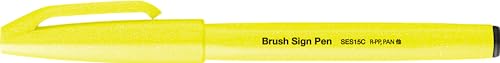 Pentel SES15C-FGX Brush Sign Pen - Rotulador de punta tipo pincel, color amarillo neón