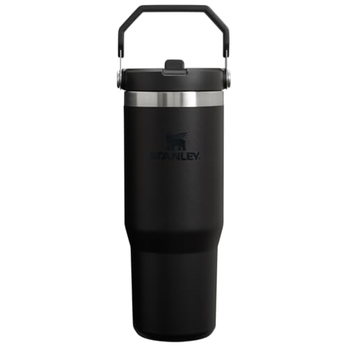 Image of Stanley IceFlow Flip Straw Tumbler with Handle 30 oz | Twist On Lid and Flip Up Straw | Leak Resistant Water Bottle | Insulated Stainless Steel | BPA-Free | Black 2.0