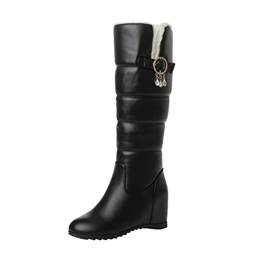 Bottes en peluche chaudes contre le froid avec talon compensé épais